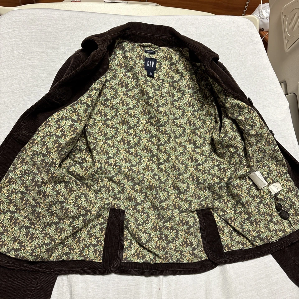 Chaqueta de pana marrón con forro floral talla 10 BTG Y2K GAP para mujer Foto 2 de 4