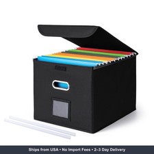 CADONO File Organizer Box with Lid, Large Hanging File Folder Organizer with Pla