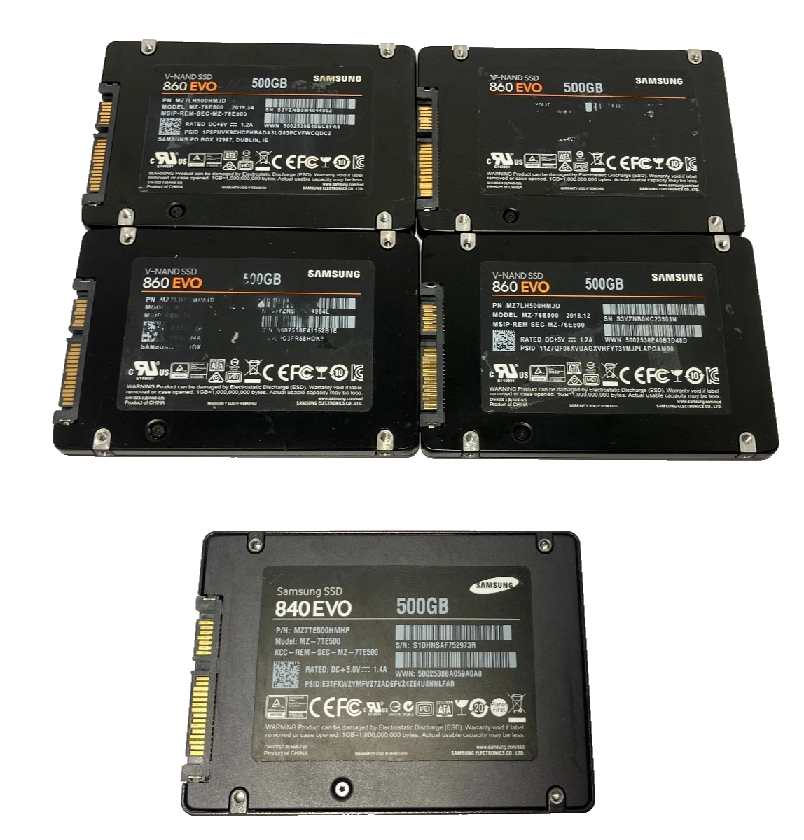 SATA I Solid State Drives 2.5 in Form Factor 500 GB Storage