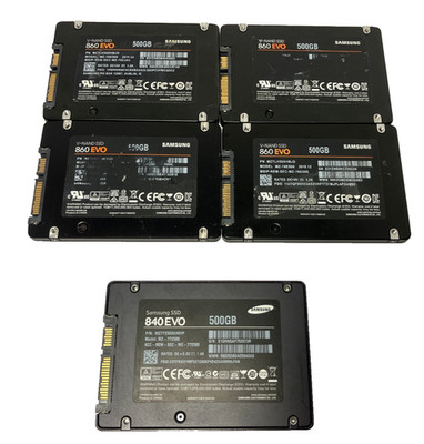 LOT of 5 Samsung 860/840 EVO 500GB SATA III SSD 2.5'' Internal MZ-76E500 MZ7TE500