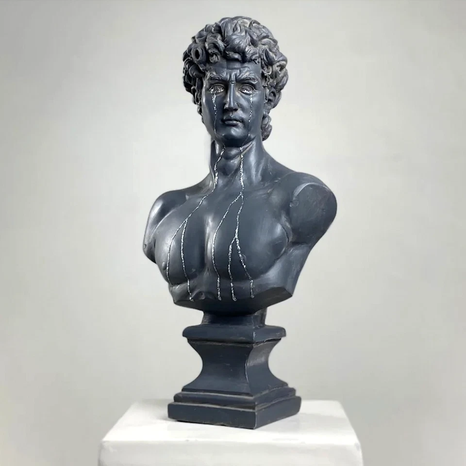 Handgefertigte weinende David Pop Art Skulptur, große moderne griechische... - Bild 2 von 4