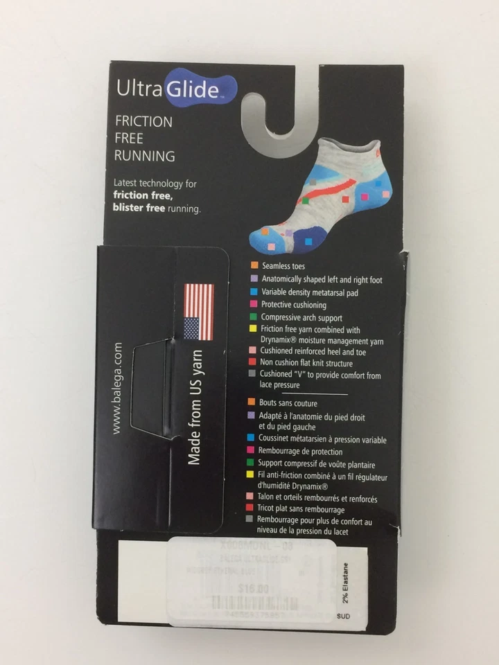 Balega Unisex No Show Running Socks 3 Pack Size M Grey Blue Ultra Glide New F1 - Image 3 of 4