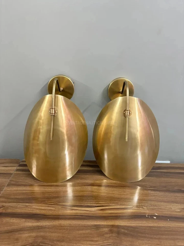 Aplique de Pared Par de 2 Tonos Curvos Ligeros De Colección Mediados de Siglo Moderno Latón Crudo Foto 4 de 4