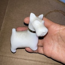 Vintage Avon Scotty Dog Sweet Honesty Perfume Milk Glass Bottle Empty With Label