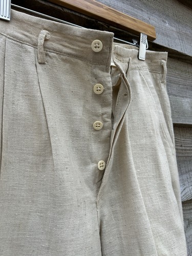 1930s Summer Linen Trousers Unhemmed Vintage 30”