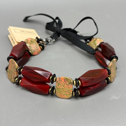 Gargantilla Boho Masha Archer Collar Facetado Cuerno de Búfalo Jaspe Latón Cuentas Heishi - Imagen 7 de 11