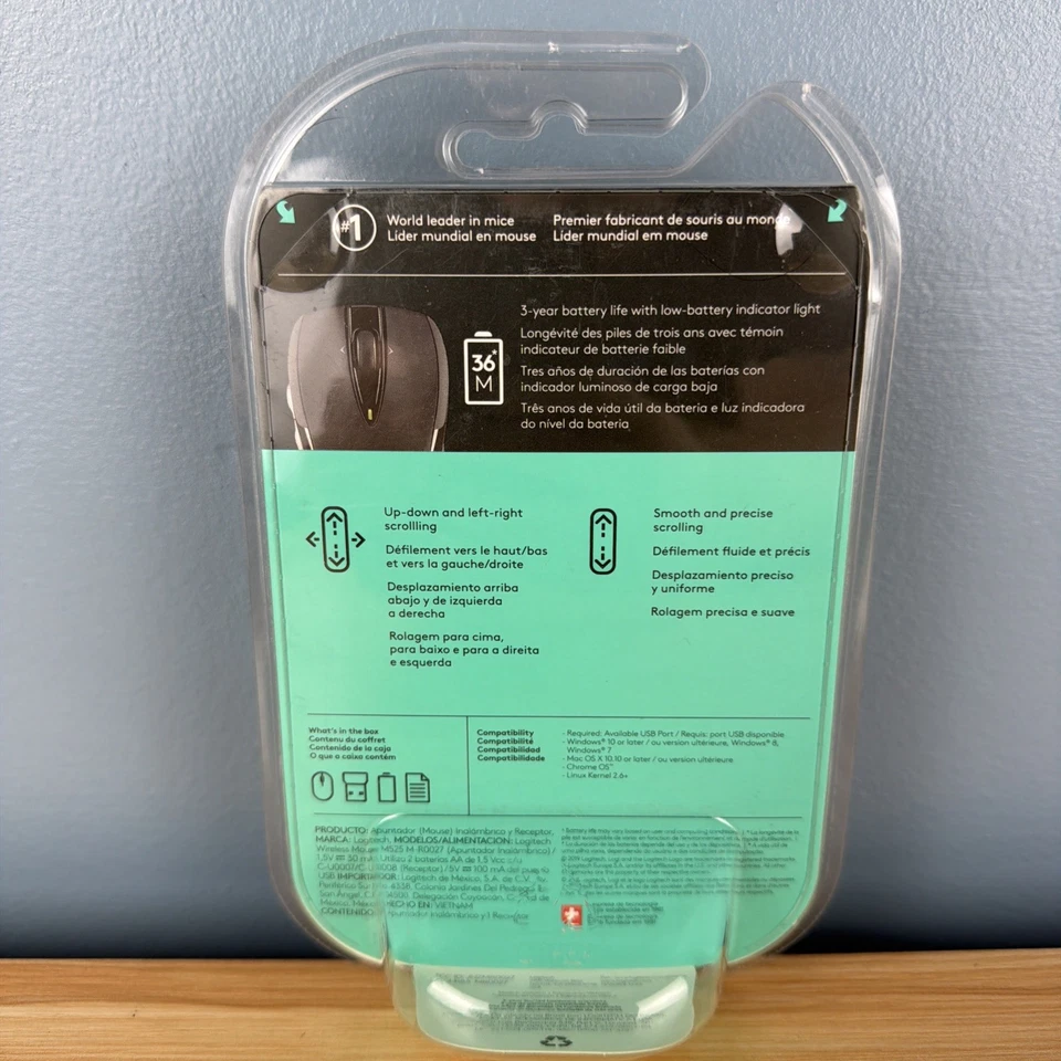 New Logitech M525 Power Plus Optical Wireless Laser Mouse 910-002696 Black Gray - Image 4 of 4