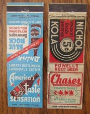 NICHOL KOLA (COLA) & ROOT BEER (SODA POP- SOFT DRINK) (MATCHBOOK COVERS) -H21