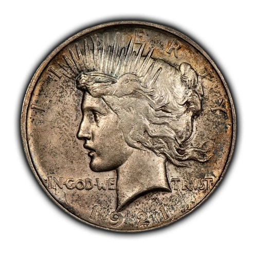 1921 $1 Peace Dollar - Colorful Toning - AU/UNC Key Date - VIDEO - SKU-B3930