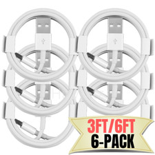 6 Pack 3/6Ft USB Fast Charger Cable Lot For Apple 12 11 XR 8 iPad Charging Cord