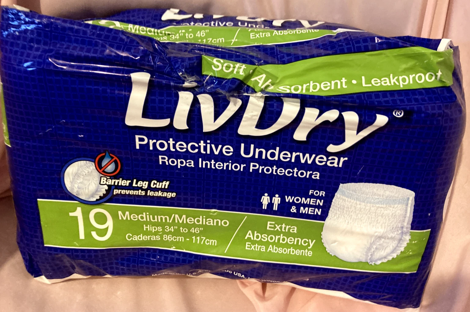Incontience Underwear, (Pullups), Liv Dry Ultimate, Medium, Men & Women, 19 Pak,