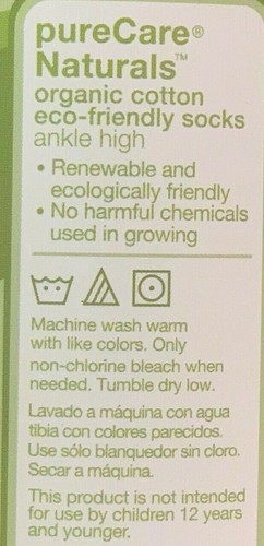 24p pureCare Natural Organic Cotton Ankle Socks Slightly Imperfect Blk 4-10 - Picture 4 of 7