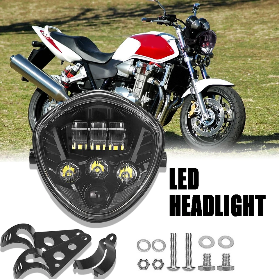 For Honda CB400 CB1300 CB600F CB250 7" Motorcycle LED Headlight Hi/Lo w/ Bracket — 第 2/4 张图片