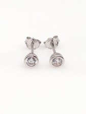 925 Sterling Silver Round Bezel Cz Stud Earrings Dainty Mini Post Studs 3.8mm
