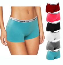 Ladies Girls Cotton Hipster Boxer Short Plain Block Colours pants 6289