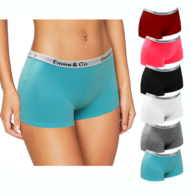 Damen Mädchen Baumwolle Hipster Boxershorts Uni Blockfarben Hose 6289