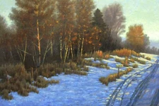 R.K. Jolley original impressionist oil painting landscape country road rural