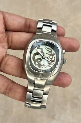 SUPER RARE y2k Flame & Dragon FOSSIL Big Tic Watch JR-8097 SUPER RARE y2k Flame & Dragon FOSSIL Big Tic Watch JR-8097