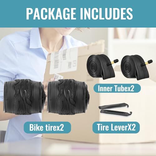 Hycline 26x1 3/8 Bike Tire Set – 2-Pack With Tubes & Levers – Puncture-Resistant Folding Tires For Vintage Bikes - View #10