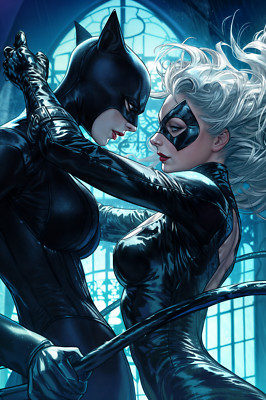 CATWOMAN VS BLACK CAT Fine Art Print 13x19 Limited Edition 1 of 30 Marvel vs DC
