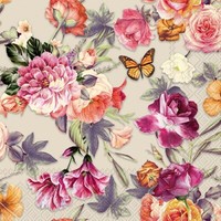 20 Servietten Noria Schmetterling Tiere Garten Natur Blumen Rosa Orange 33X33Cm