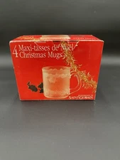 Duralex Saint-Gobain Glass Christmas Mug Set Bells & Berries France 4 original