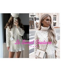 ZARA WOMAN NWT SALE FRINGED KNIT SWEATER ECRU SIZE LARGE 3859/117