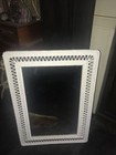 Vintage White Wicker Faux Wall Mount Mirror LARGE~ Farm Cottage, Porch, Vanity