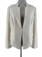 Chico's Women's White Long Sleeve Open Front Blazer Jacket Size 4/6