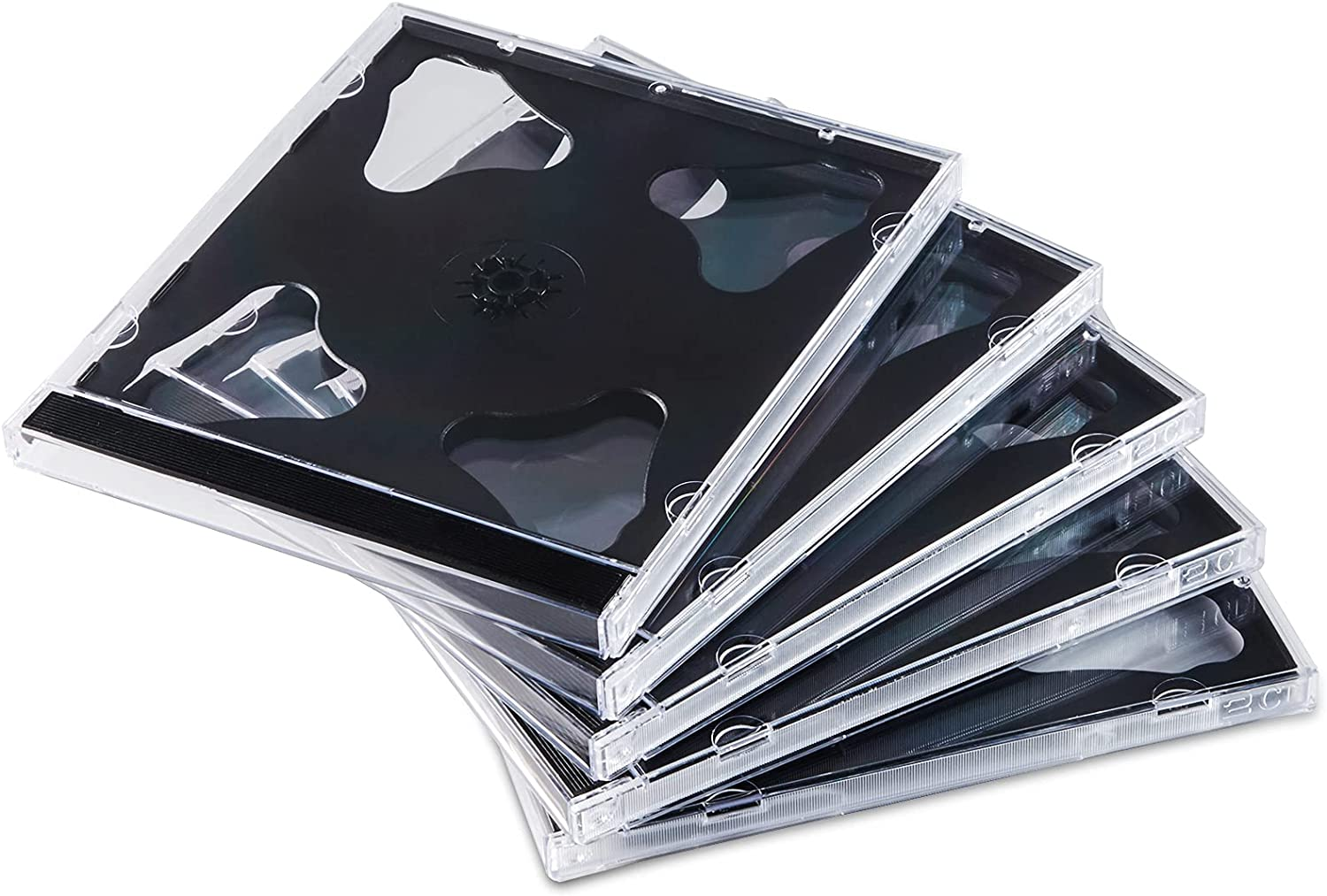 Maxtek 10.4 Mm Standard Double (2 Discs Capacity) Clear CD Jewel Case with Black