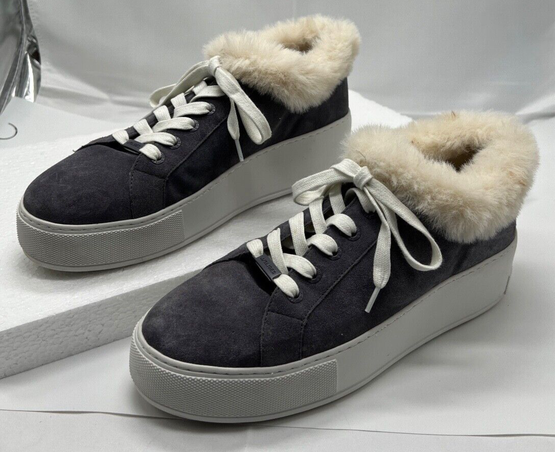 my J/Slides NYC Mellia Platform Suede Lace Up Faux Fur Sneakers Gray