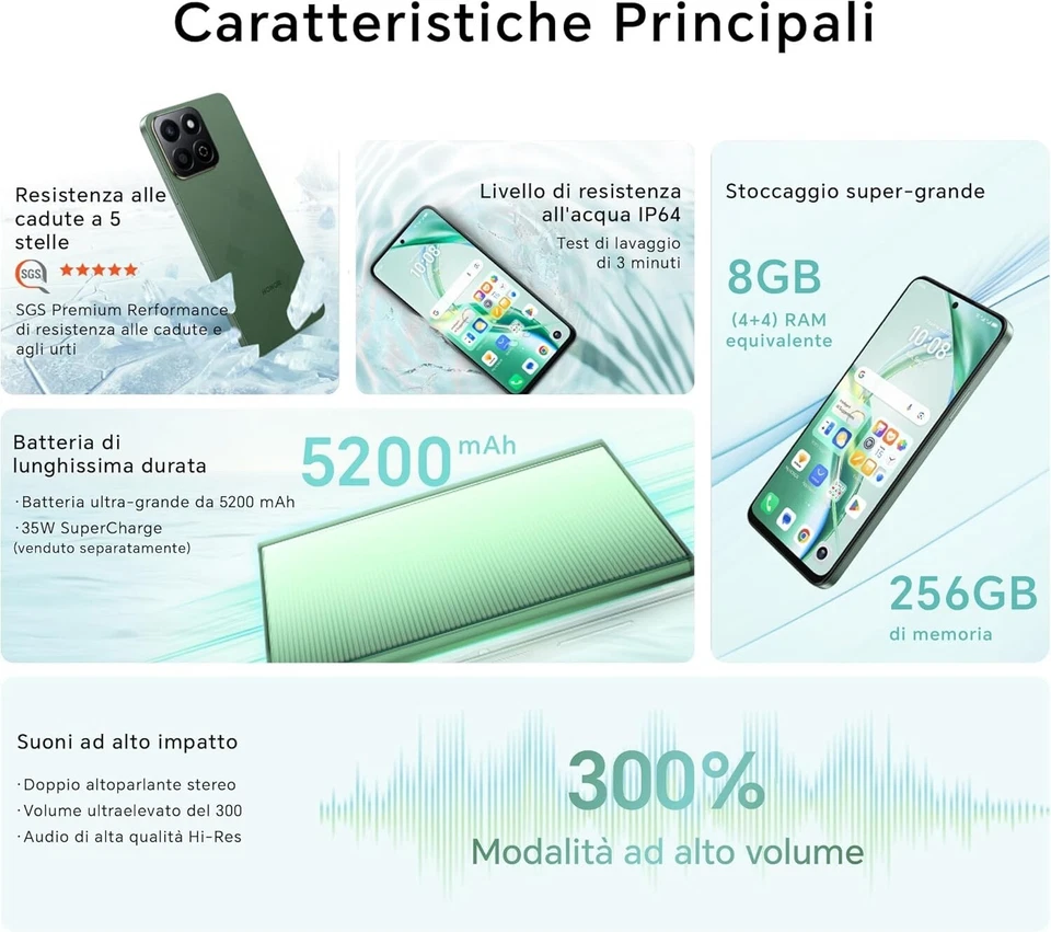 Honor 200 Smart 5G 4 256Gb 6.8'' 120Hz Dual Sim Black NFC, IP64,50MP+2MP - Immagine 2 di 4