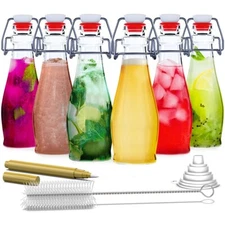 Nevlers 8.5 Oz. Airtight Glass Bottles with Swing Top Stoppers (Pack of 6)