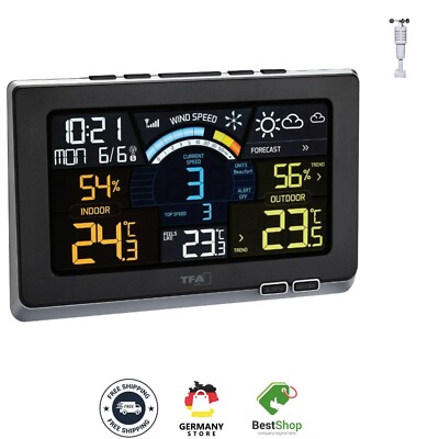 TFA Dostmann Spring Breeze Funk-Wetterstation mit Farbdisplay für präzise Wet...