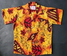 Vintage 1960s SEARS HAWAIIAN FASHIONS Kids Boys  BARKCLOTH Aloha Shirt NICE!