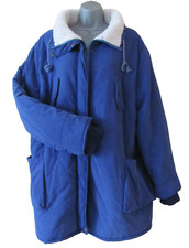 Coat Jacket Parka Style Blue Faux Fur Lined Size Xl 16-18 Ladies Women's Zanzea