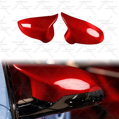 Red Carbon Fiber Side Mirror Cover CapTrim For BMW M3 M4 F80 F82 F83 2014-2019