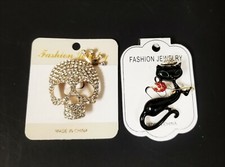 NEW BLACK ENAMEL,CLEAR+RED CRYSTALS,CROWN,HAT,ROSE,CRYSTALS CHEST PINS BROOCHES