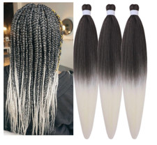 3 Braiding Hair Pre stretched Prestretched Braiding Hair Extensions Black Ombre