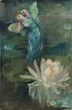 The Spirit of the Water Lily – John La Farge 1862 Ethereal Watercolor Art Print
