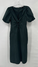 Madewell Womens Poplin Cutout Puff Sleeve Midi Dress Size 2 Green Cottagecore