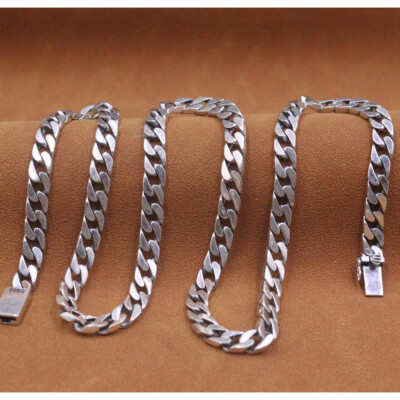 Echt 925 Sterlingsilber Kette Herren Damen 7 mm Kubanische Panzerkette 24 Zoll