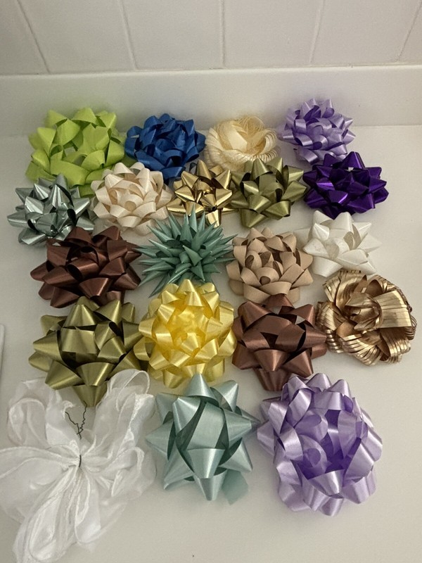 20 Vtg. All Occasion Self Stick Bows- New & Used-Unique Colors-Rare/Avocado Gree