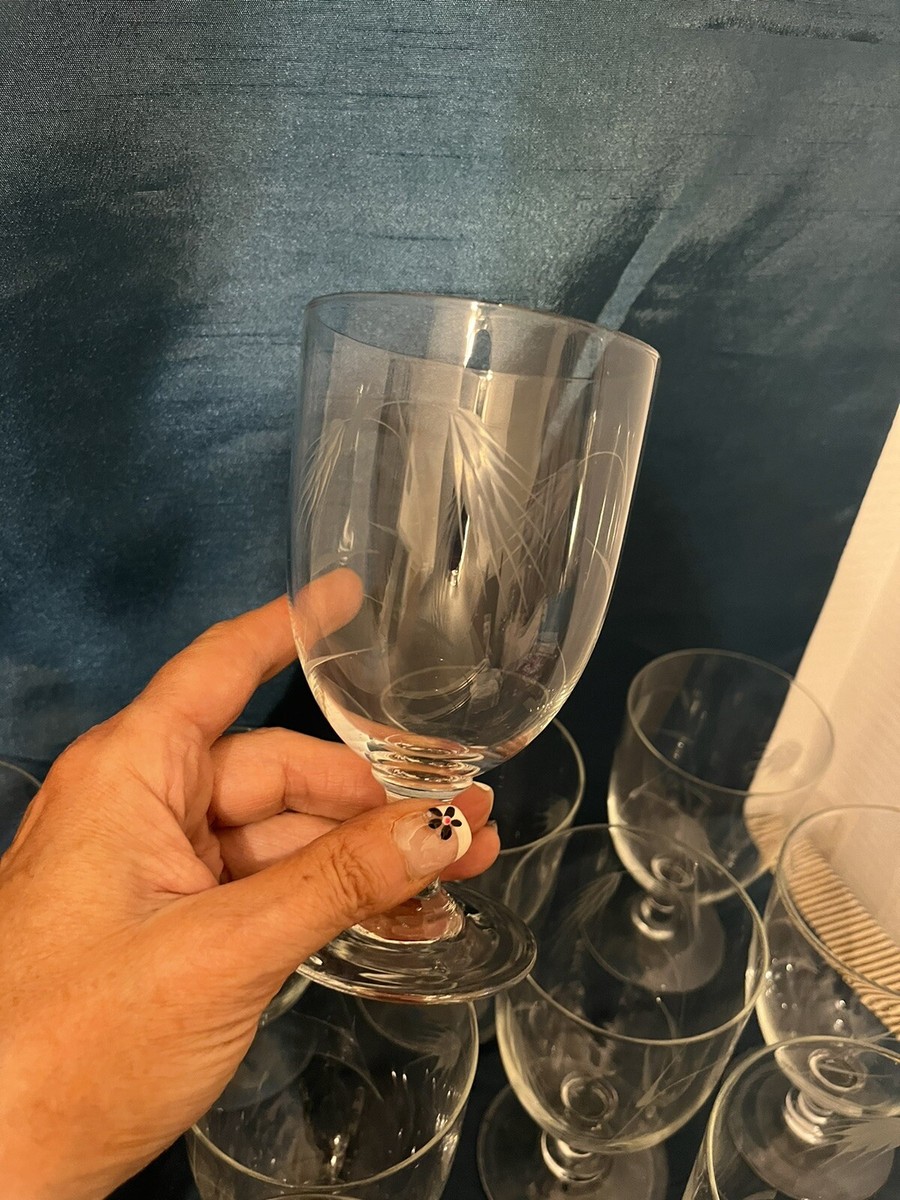 Vintage Sasaki Japan Crystal Water Glasses Bent Wheat Etched