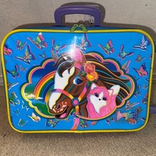 RARE VTG LISA FRANK HORSE KITTEN RAINBOW CHASER Rolling Suitcase 1990's Y2K