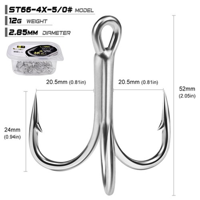 #ad 4X Strong Fishing Hook Sharp Treble Hooks Tinplating Anti Rust Sea Fishhook $112.90