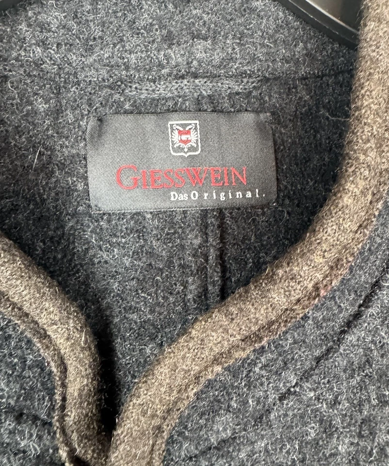GIESSWEIN Chaqueta/Cárdigan de Lana Hervida Austriaca Vintage Hombres Loden Trachten Talla 58 Foto 3 de 4