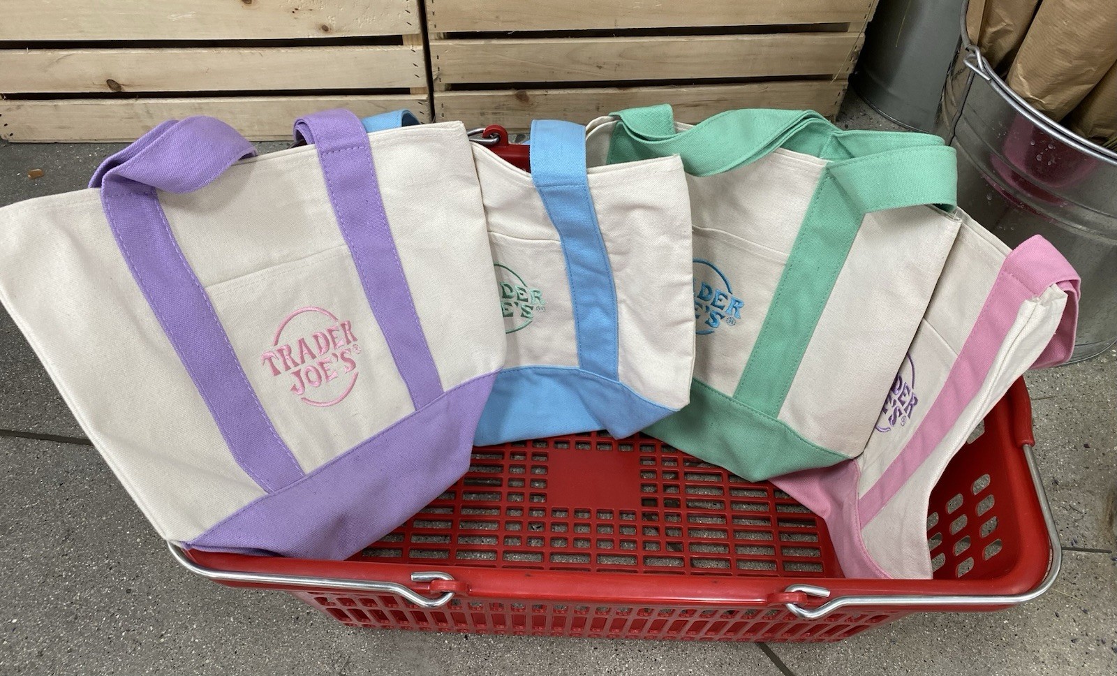 Trader Joe's 2025 Limited Edition Pastel Mini Canvas Tote Bags 4-Pack