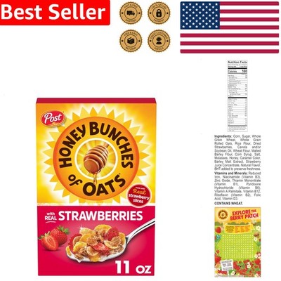 Strawberry Whole Grain Cereal 11oz Box Heart Healthy Cold Breakfast Snack