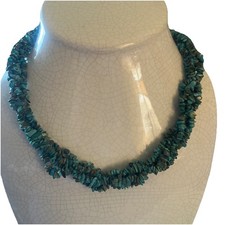 Beautiful Turquoise Chip Bead Multi Strand Necklace Silver Toggle 18"...